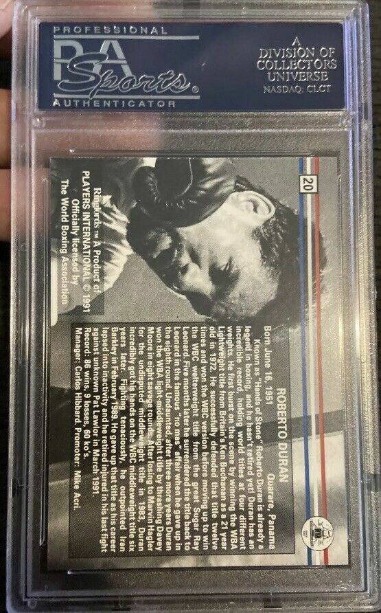 1991 Boxing Players INTL Ringlords #20 Roberto Duran Psa 10 1991 Boxing Players INTL Ringlords #20 Roberto Duran Psa 10