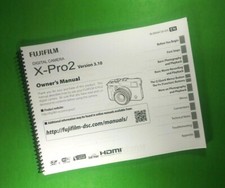 Owners Manual for Fujifilm X-Pro2 V3.10 Camera 189 Pages W/Clear Covers 