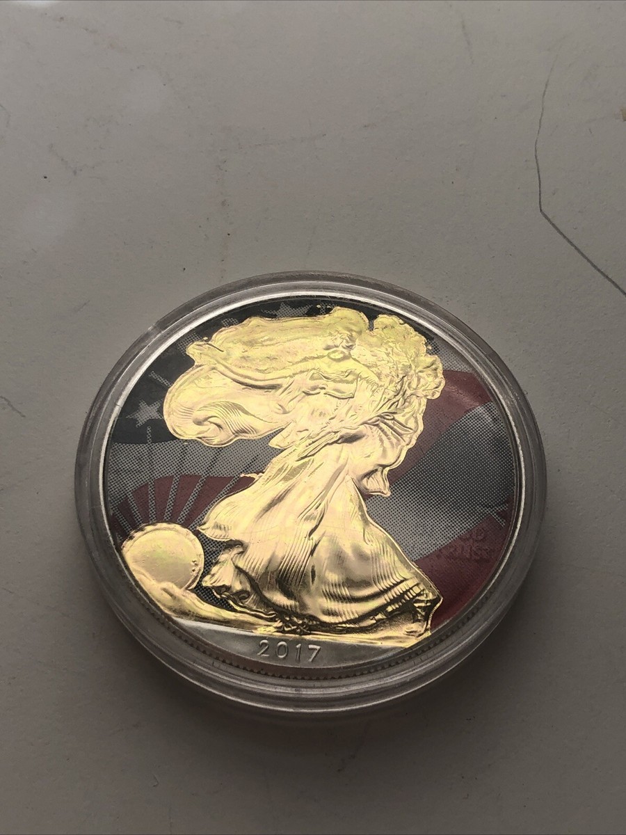 2017 - American Silver Eagle - 24K Gold Gilded FLAG LIBERTY 1 OZ
