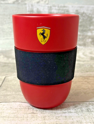 FERRARI Scudetto Red Ceramic Handless Cup Mug With Silicone Grip - Picture 2 of 14