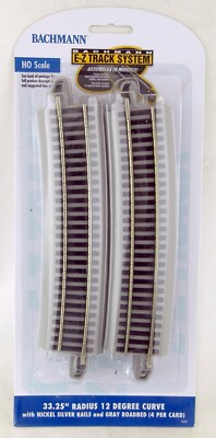 HO Scale 33.25'' Radius 12 Degree Curved Track (4-pack) - Bachmann #44509