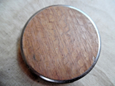 Vintage Powder Compact Wood Lid