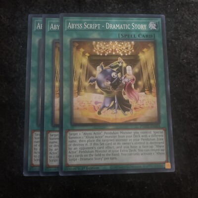 Yugioh! PHHY-EN064 3x Abyss Script - Dramatic Story COMMON 1ST ED Yu-gi-oh! x3
