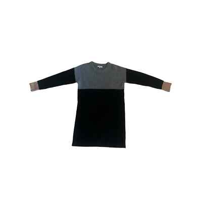 S Madewell Colorblock Sweater Dress Tunic J9306 100% Merino Wool Gray Black 