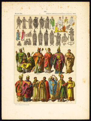 Antiker Druck - Mittelalter - Tracht - römisch-katholisch - 1500 - Pl. 103-Hottenroth-1884
