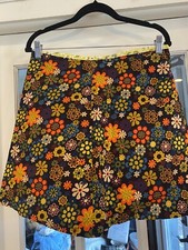 Great Vintage Handmade Boho Hippie Mini Skirt Flowers Medium M Flower Power