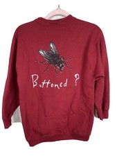 VTG 1995 Levis Sweatshirt Fly Buttoned Maroon Large Logo Spellout M USA Women  s