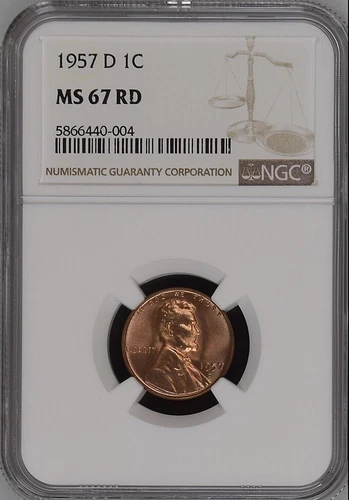 1957-D 1C RD Lincoln Wheat One Cent  NGC MS67RD                5866440-004