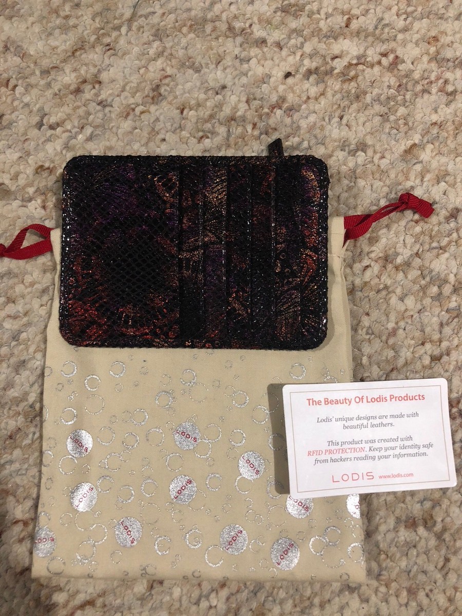 NEW LODIS METALLIC SNAKESKIN LEATHER CARD CASE MINI WALLET CLUTCH