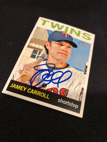 Jamey Carroll Twins 2013 Signed Autographed Topps Heritage Card #196 ~ COA - Picture 2 of 5