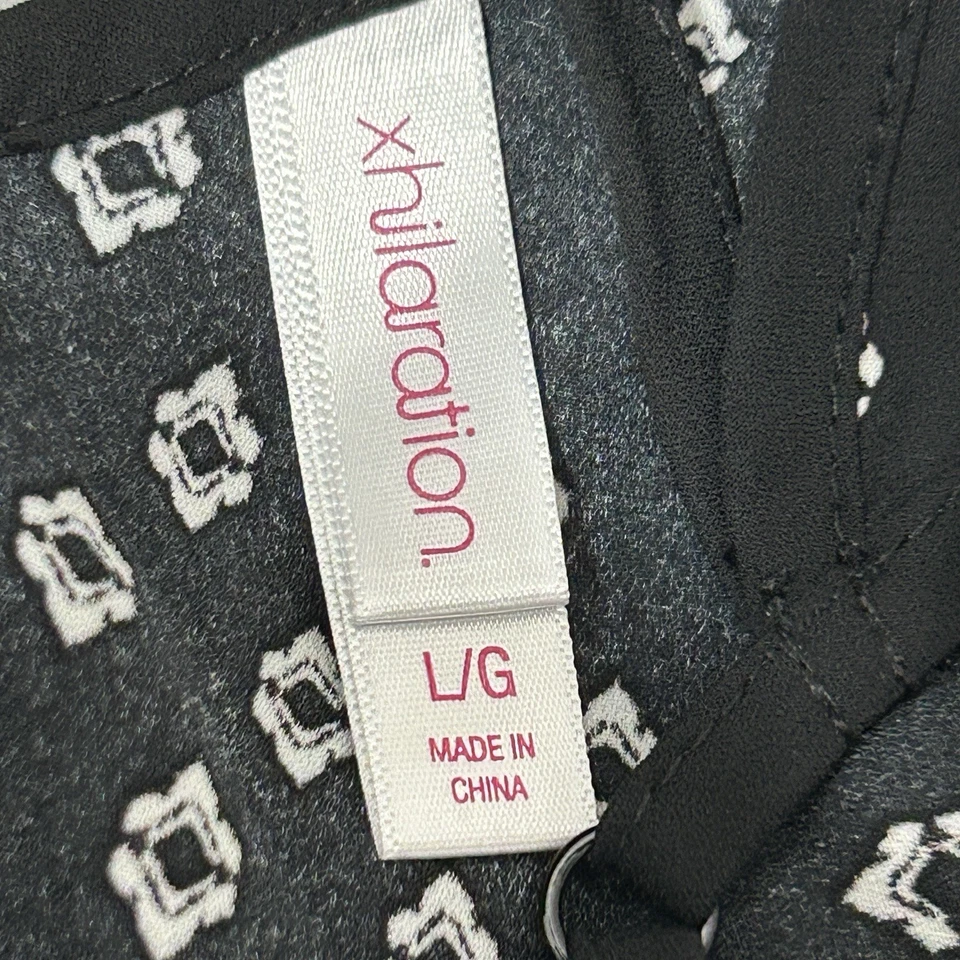 Camisón XHILARATION Mujer L Negro Blanco Geo Estampado Encaje Cuello en V Tirantes Foto 3 de 4