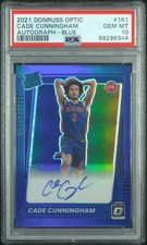 2021 Donruss Optic Cade Cunningham Autograph Blue /49 PSA 10 #161 — POP 7
