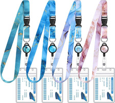 4 Pack Cruise Lanyard for Ship Cards Detachable Lanyards with Retractable Badge