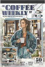 People Coffee Theme Sticker for Scrapbooking - 30 Sheets Aesthetic Pre-Cut Peop