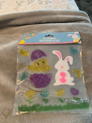 Easter Bunny and Chick Gel Stickers Window Decorations