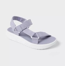 NWT Girls Sport Sandals Youth 5 lavender Gray Lightweight Comfort Casual