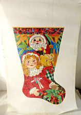 NEW LARGE SANTA TOYS STOCKING Needlepoint Canvas 18 ct MA-11