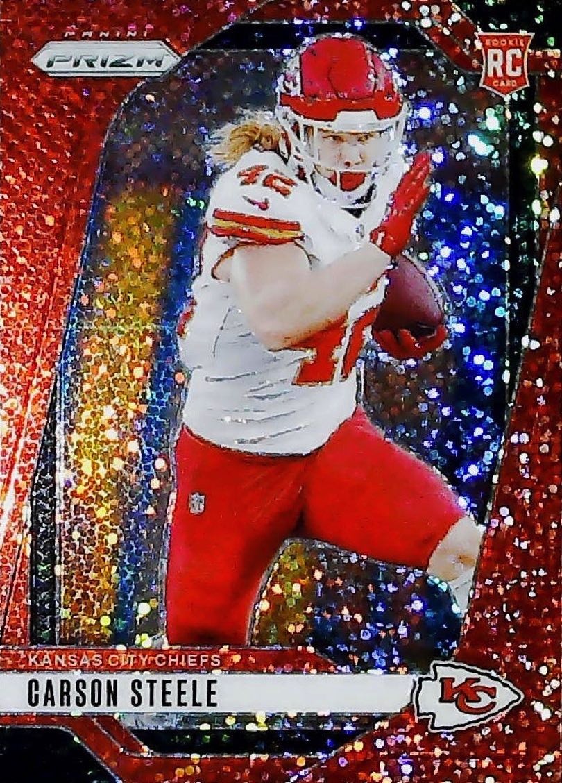 2024 Panini Prizm #377 Carson Steele Red Sparkle