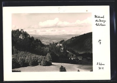 Foto-AK Adalbert Defner: Kraiger Schlösser und Blick ins Land 1958 
