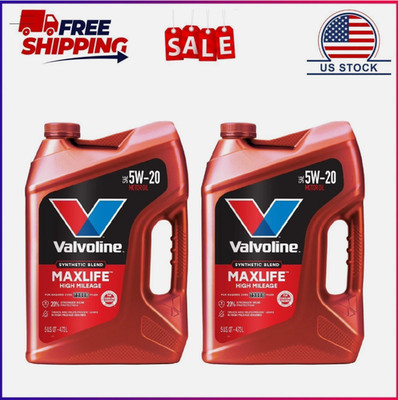 (2 Pack) MaxLife High Mileage 5W-20 Synthetic Blend Motor Oil 5 Quart