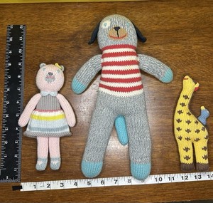Blabla Kids Knit Doll Set Dog Giraffe Girl Plush Stuffed Toy Made in Peru