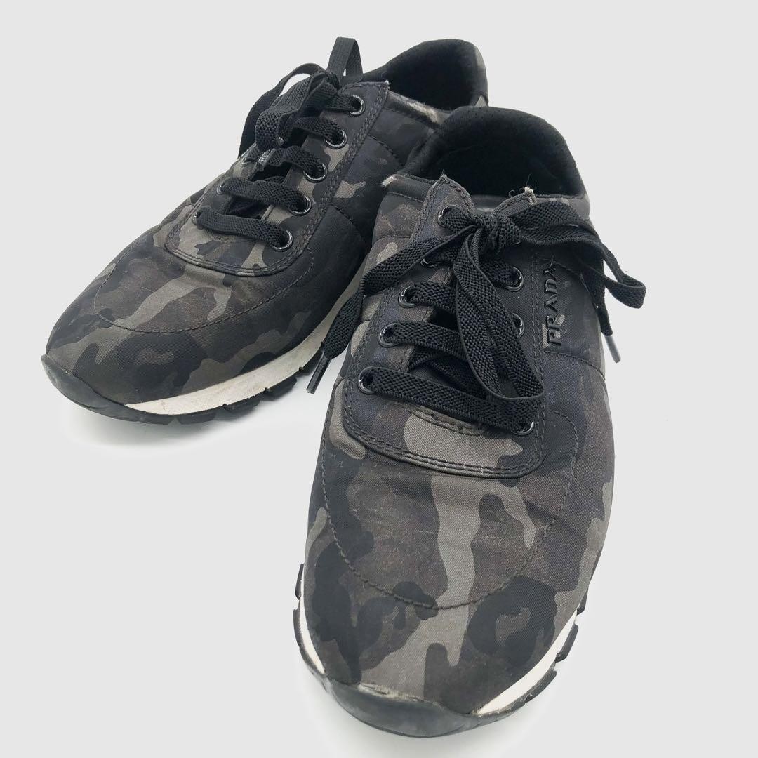 Rare PRADA Camouflage Logo Sneakers 23cm US 6 Womens Authentic Designer Shoes