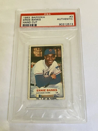 1963 BAZOOKA ERNIE BANKS PSA A HAND CUT CREASE FREE RARE HOF BEAUTY LOW PRICE!