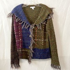 Cardigan donna oversize taglia S frange bouclé maglia dressbarn cottagecore casual