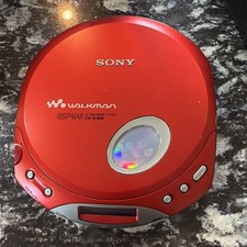 Sony Discman D-E350 Portable CD Player CD Headphone Jack Red/Silver working good