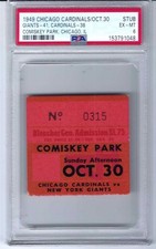 1949 Chicago Cardinals Vs New York Giants Charlie Conerly Ticket Stub PSA 6