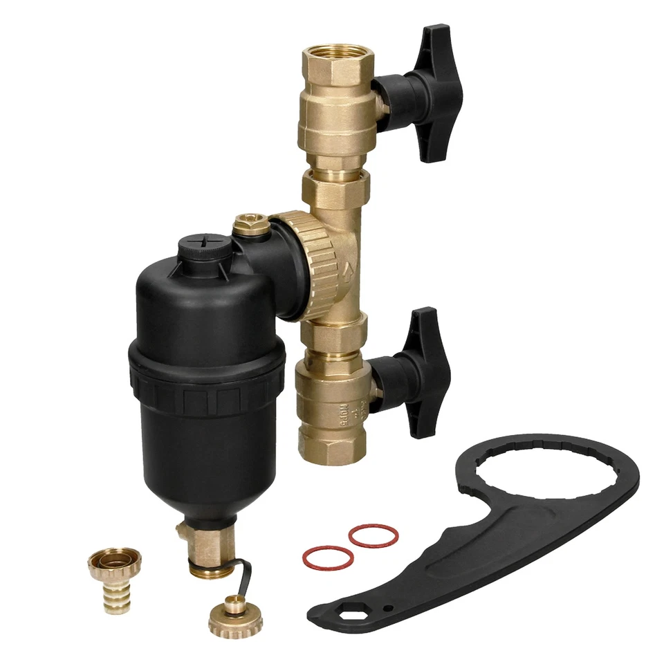 LUXEBATH Schlammabscheider Magnetabscheider mit Absperrventilen 1" auf 3/4" Magnet Filter