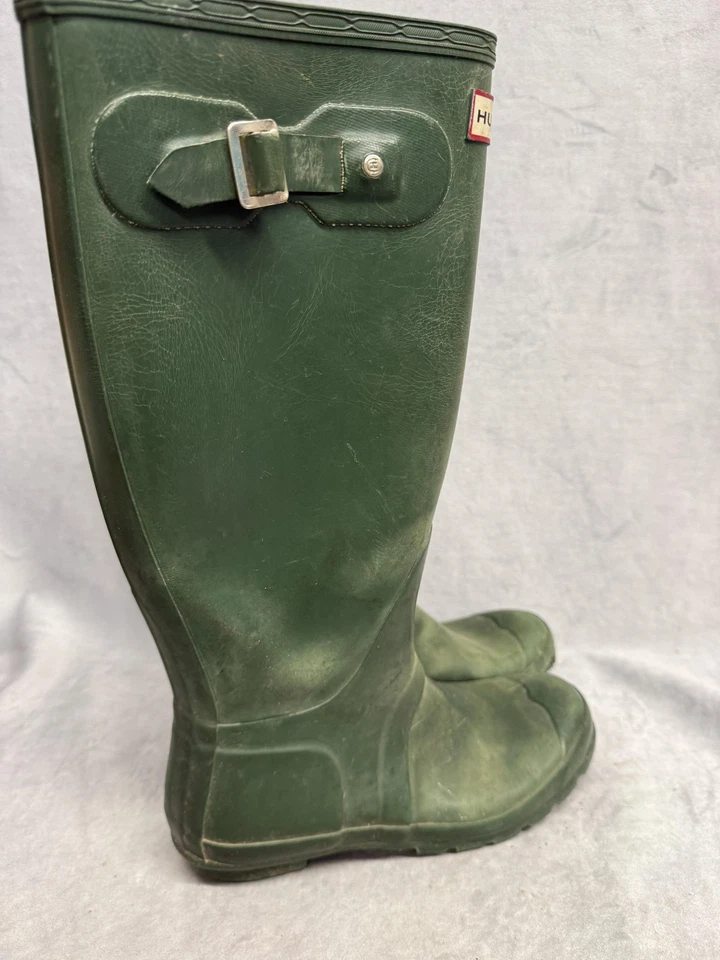 Hunter Botas Mujer 9.5 Verde Original Alto Wellington Lluvia Impermeable Goma Foto 4 de 4