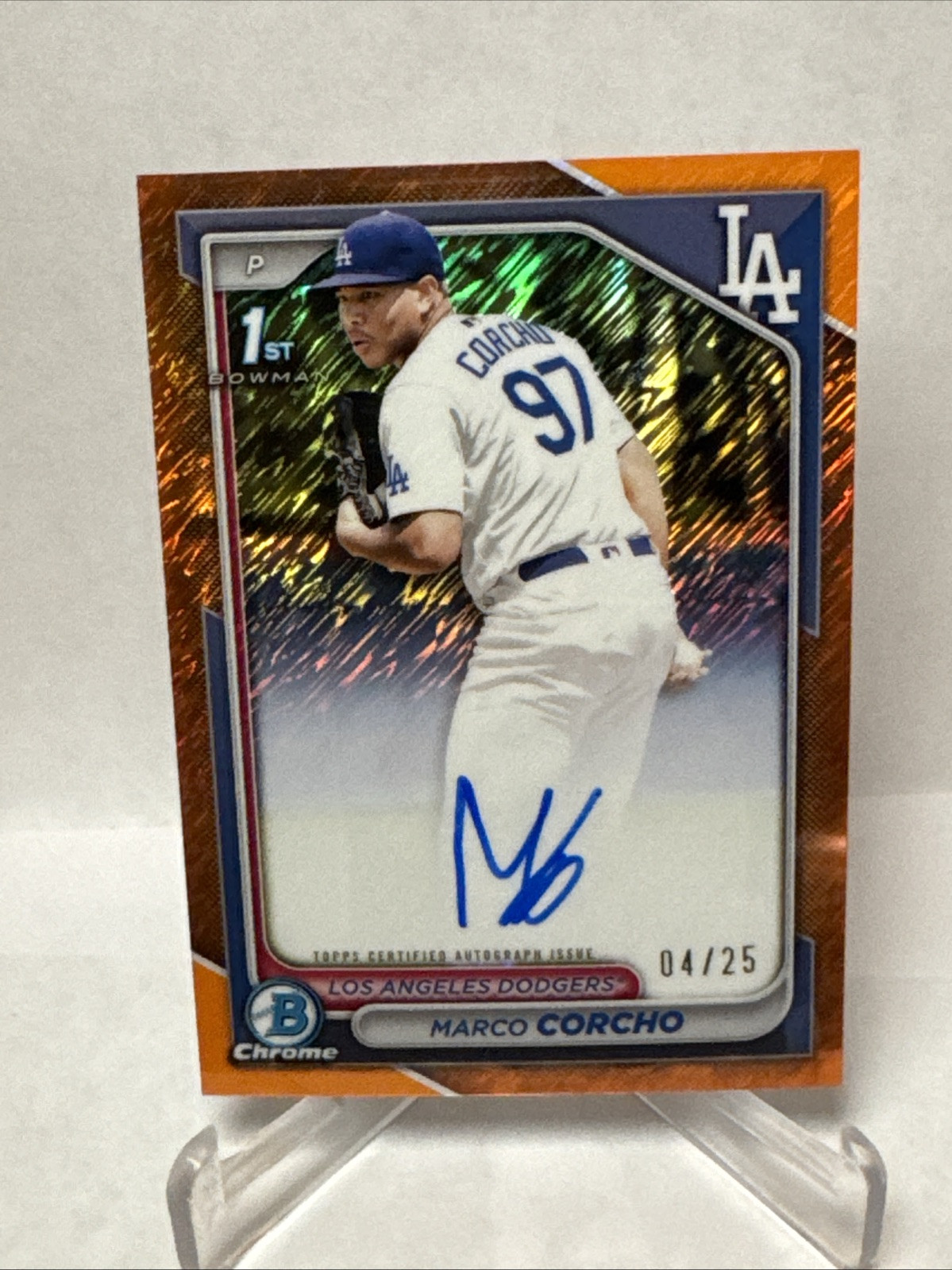 2024 Bowman Chrome Marco Corcho Orange Shimmer 1st Auto 04/25