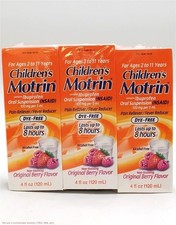 3 PACK  Motrin Children's Pain Reliever/Fever Reducer Dye-Free EXP: 06/2028