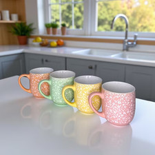NEW Set of 4 Mugs Tea Coffee Cups Kitchenware Mug Premium Quality Multicolour