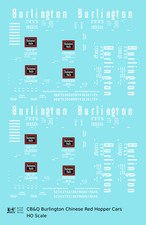 K4 HO Scale Decals Burlington CB Q Chinese Red Hopper Car White