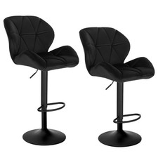1/2/4x Breakfast Velvet Bar Stools Swivel Gas Lift Rest Chair Kitchen Barstool