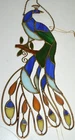 STAINED GLASS PEACOCK SUN CATCHER LOVELY 15" CHAIN FOR HANGING COLORFUL VIBRANT