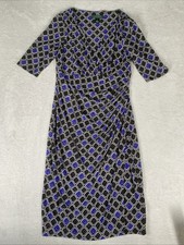 Lauren Ralph Lauren Dress Womens 6 Black Side Ruuching Faux Wrap Sheath Midi