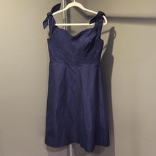 J.Crew Off-Shoulder Tie Straps Corset Dress Sweetheart Neck A-Line, Size 6, Navy