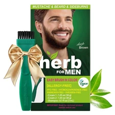 Herb For Men Mustache & Beard Dye (Deep Brown, 1 Pack), PPD-Free Ammonia-Free...