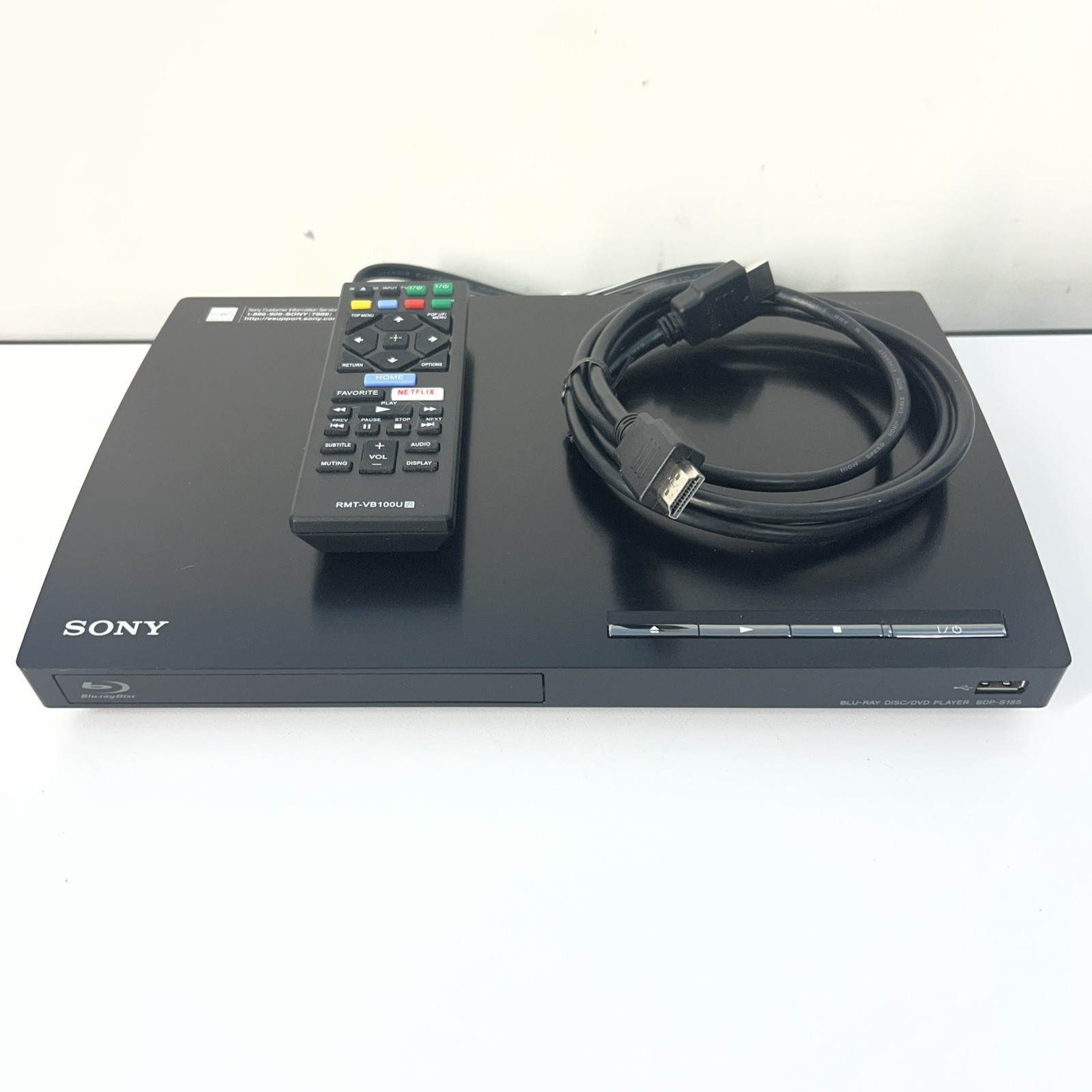 Sony BDP-S185 Blu-Ray Disc DVD Player Tested Working w/ Remote & HDMI Cable