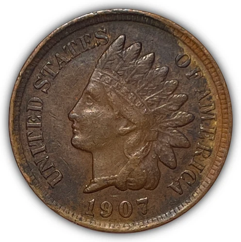 1907 Indian Head Cent Choice Extremely Fine XF+ Coin #24496