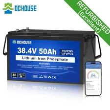 36V 50Ah Lithium Golf Cart Bluetooth Battery Smart Monitor Trolling Motor Solar