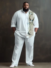 Men's Outfit 2 Piece Set Shirt  Pants Suit PLUS SIZE BIG 6XL