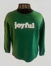 HOLIDAY TIME Women's Green "JOYFUL" Christmas Crewneck Sweatshirt Sz L NWOT