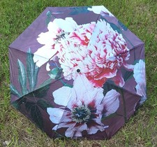 Victorian Trading Purple  Pink Peony  Rose Floral Folding Umbrella 13d