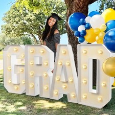 2026 Graduation Decorations - 2.3FT Large PRE-CUT GRAD Marquee Light Up Lette...