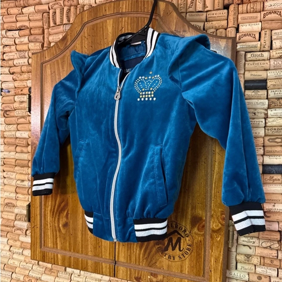 Estilo Y2K limitado también! Chaqueta chándal terciopelo adornada cremallera completa talla 4T Foto 2 de 4