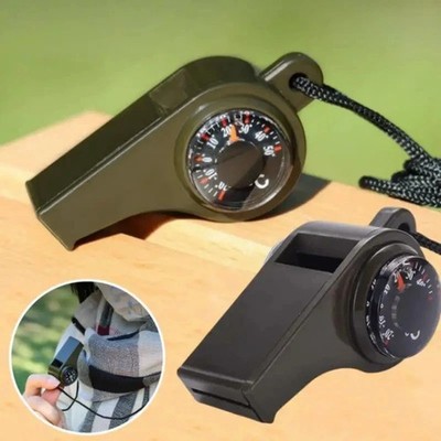 3-in-1 Emergency Survival Whistle with Compass & Thermometer Loud Sports Referee
